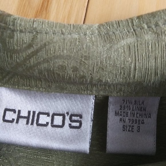 Chico's button down silk and linen blouse chico size 3 - Picture 3 of 11